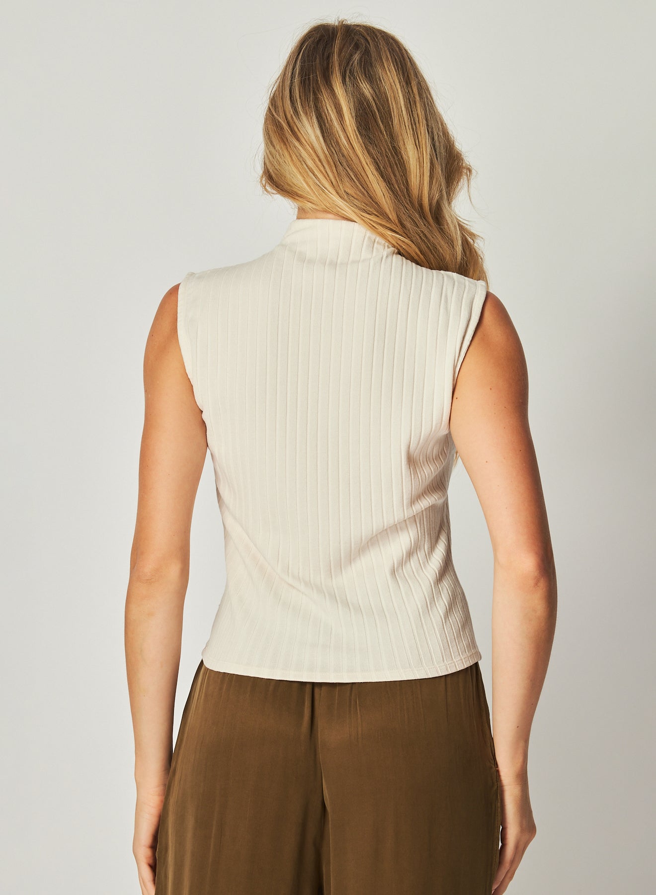 Bella DahlRib Mock Neck Top - Winter WhiteTops