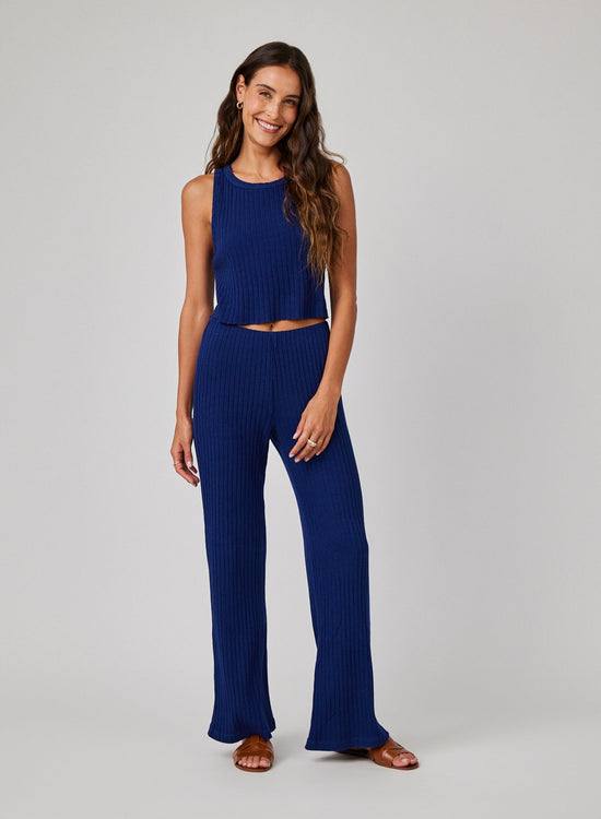 Bella Dahl Ribbed Wide Leg Pant - Navy Coast