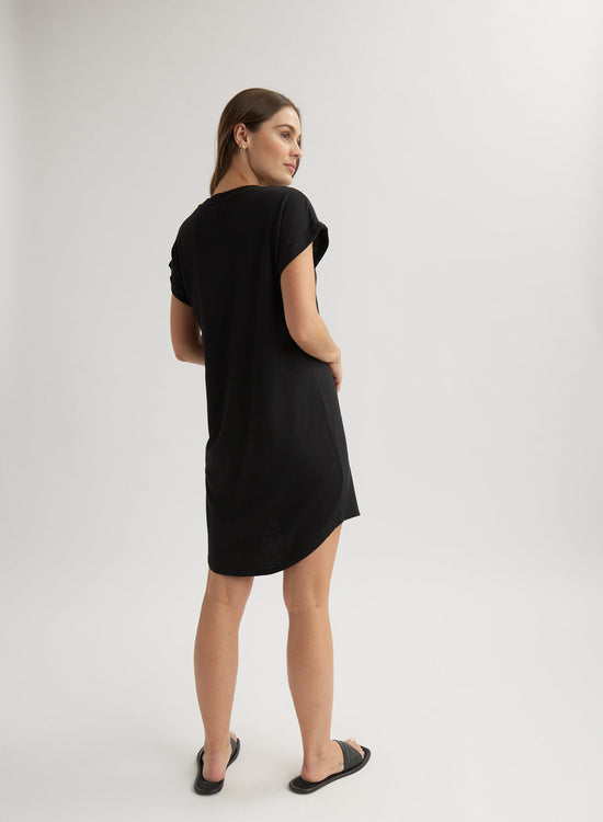 Bella DahlRoll Sleeve T-Shirt Dress - BlackDresses