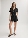 Bella DahlRolled Hem Utility Romper - BlackJumpsuits & Rompers