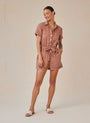 Bella DahlRolled Hem Utility Romper - Terracotta BrownJumpsuits & Rompers