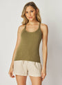 Bella DahlRounded Neck Linen Jersey Tank - Dried HerbTops