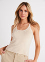 Bella DahlRounded Neck Linen Jersey Tank - Dried HerbTops