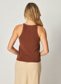 Bella DahlRounded Neck Linen Jersey Tank - French EspressoTops