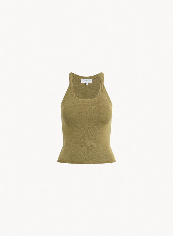 Bella DahlRounded Neck Sweater Tank - Dried HerbTops