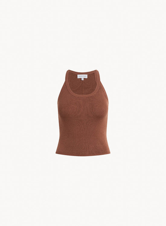 Bella DahlRounded Neck Sweater Tank - French EspressoTops