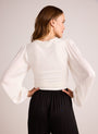 Bella DahlRuched Waist Flowy Sleeve Top - Winter WhiteTops