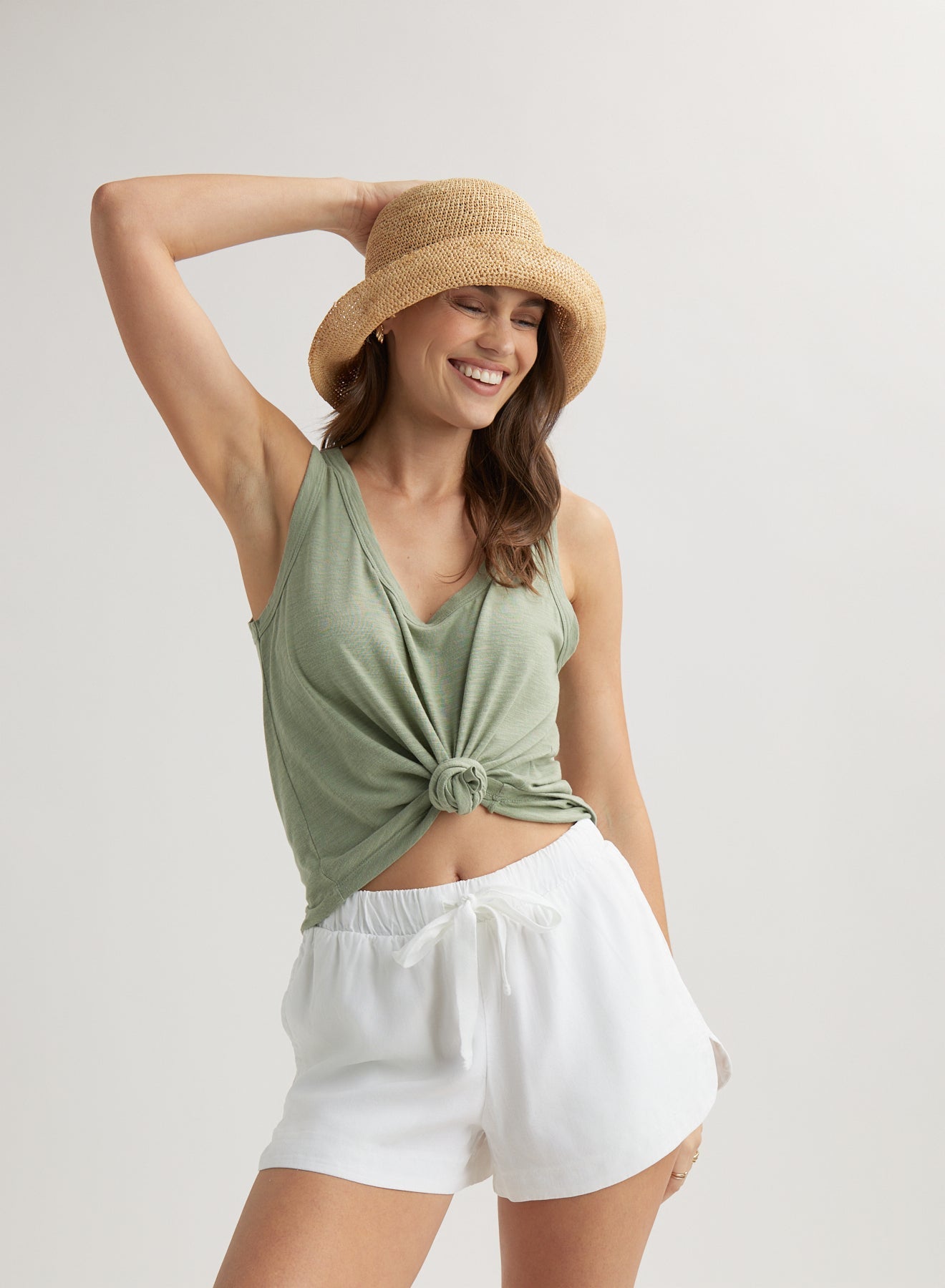 Bella DahlScoop Neck Tank Top - Olive GroveTops