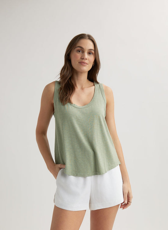 Bella DahlScoop Neck Tank Top - Olive GroveTops