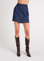 Bella DahlSeamed Button Front Skirt - Dark DenimBottoms