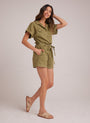 Bella DahlSearose Romper with Belt - Tropical OliveJumpsuits & Rompers