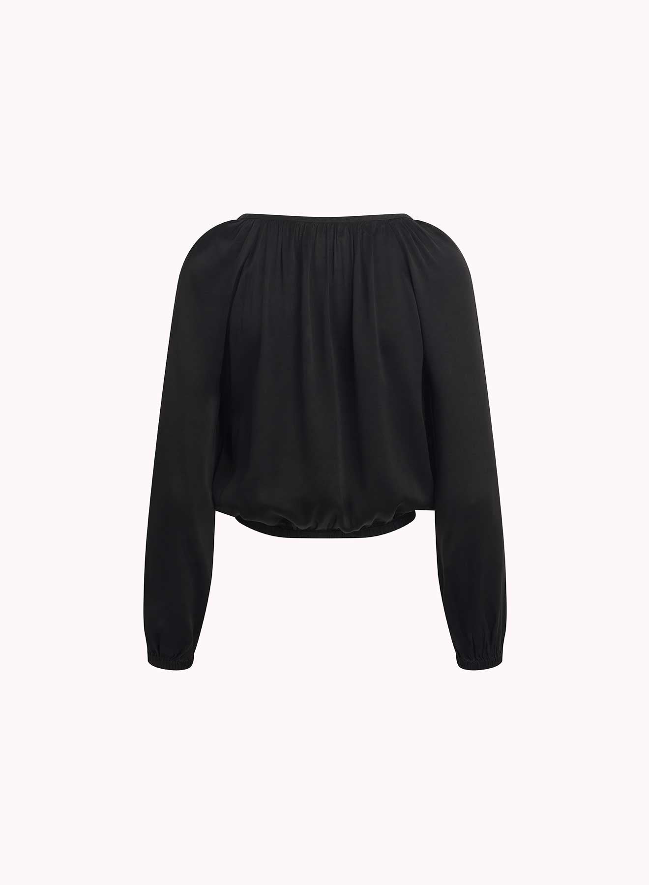 Bella DahlShirred Button Front Blouse - BlackTops