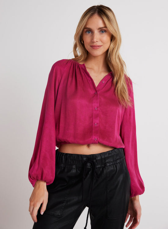 Bella DahlShirred Button Front Blouse - Fuchsia BerryTops