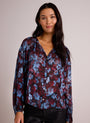 Bella DahlShirred Neck Blouse - Berry Bloom PrintTops