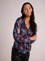 Bella DahlShirred Neck Blouse - Berry Bloom PrintTops