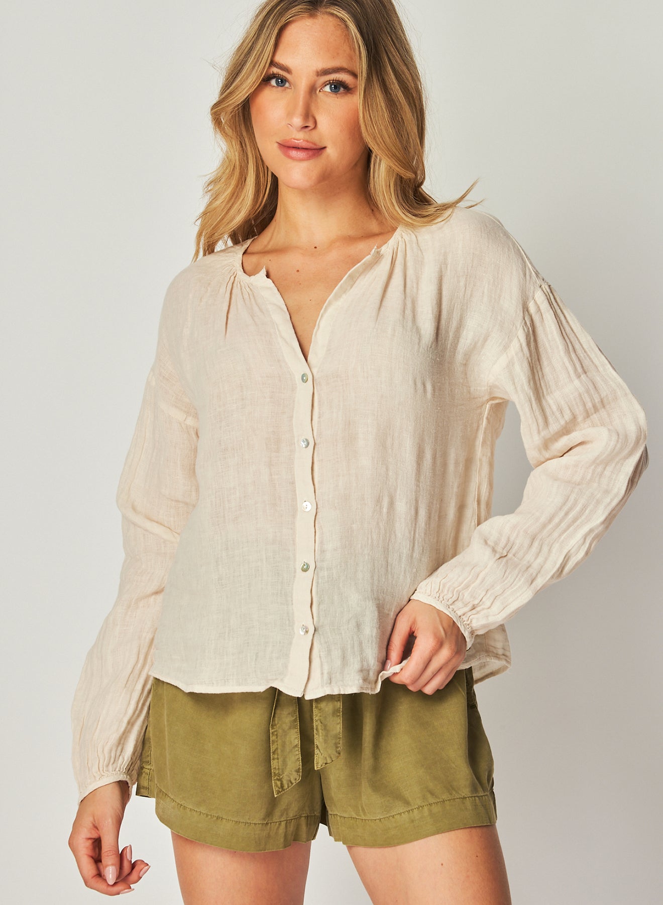 Bella DahlShirred Neck Blouse - Samba TanTops