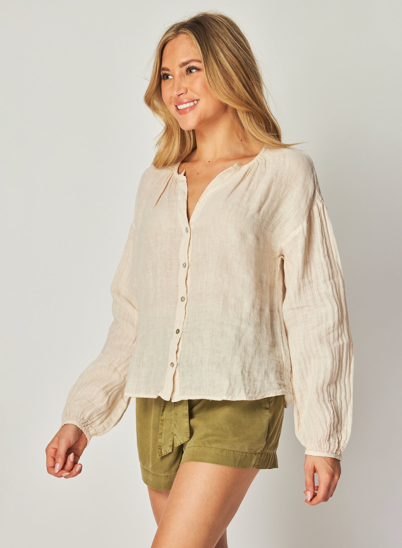 Bella DahlShirred Neck Blouse - Samba TanTops