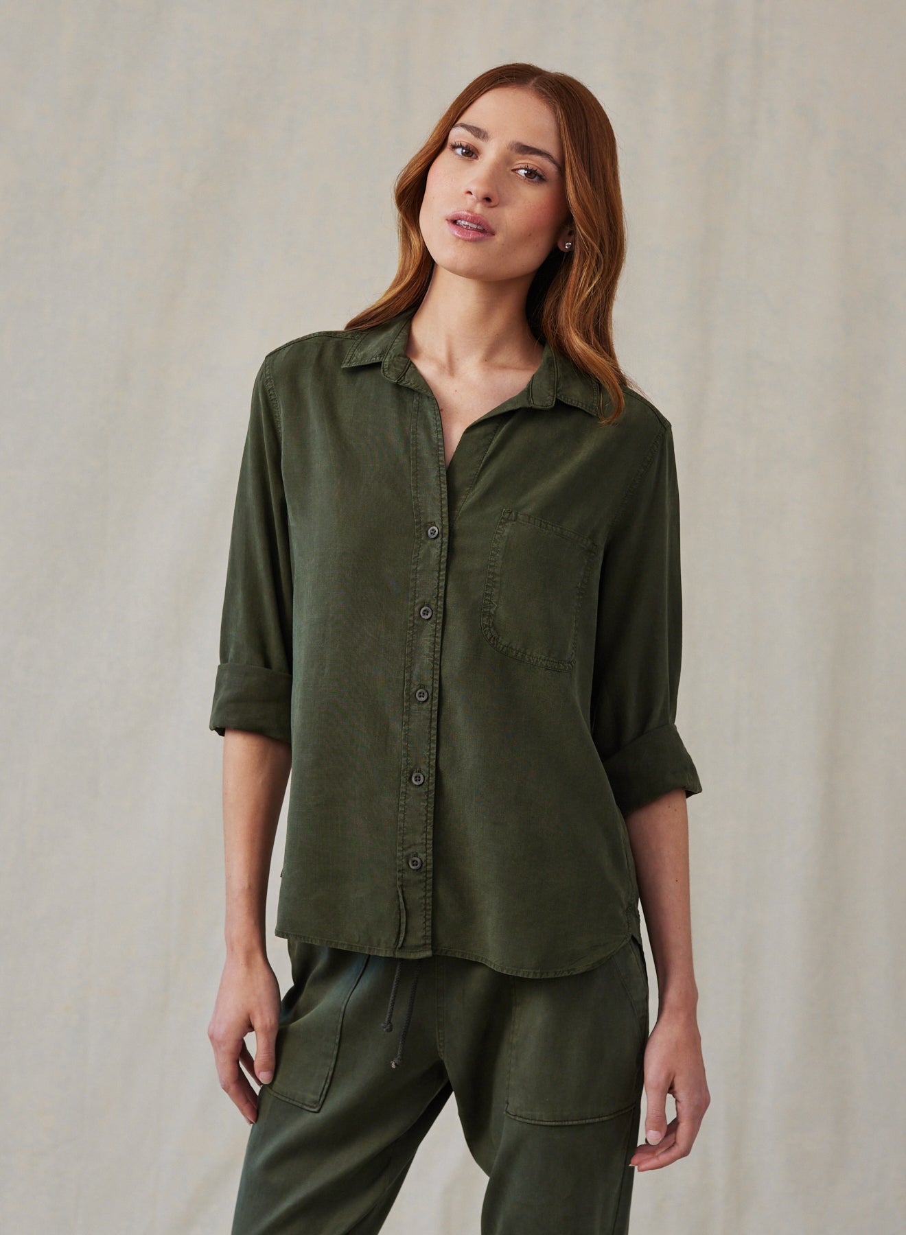 Bella DahlShirt Tail Button Down - Italian HerbTops