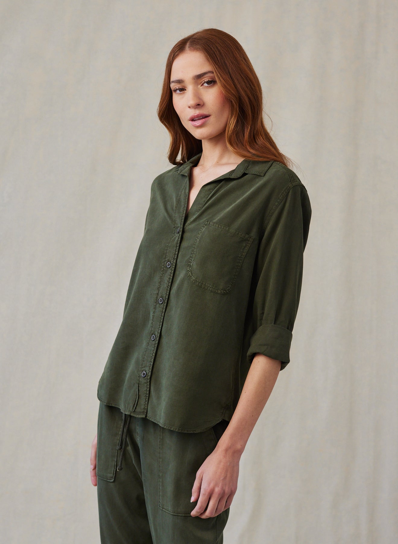 Bella DahlShirt Tail Button Down - Italian HerbTops