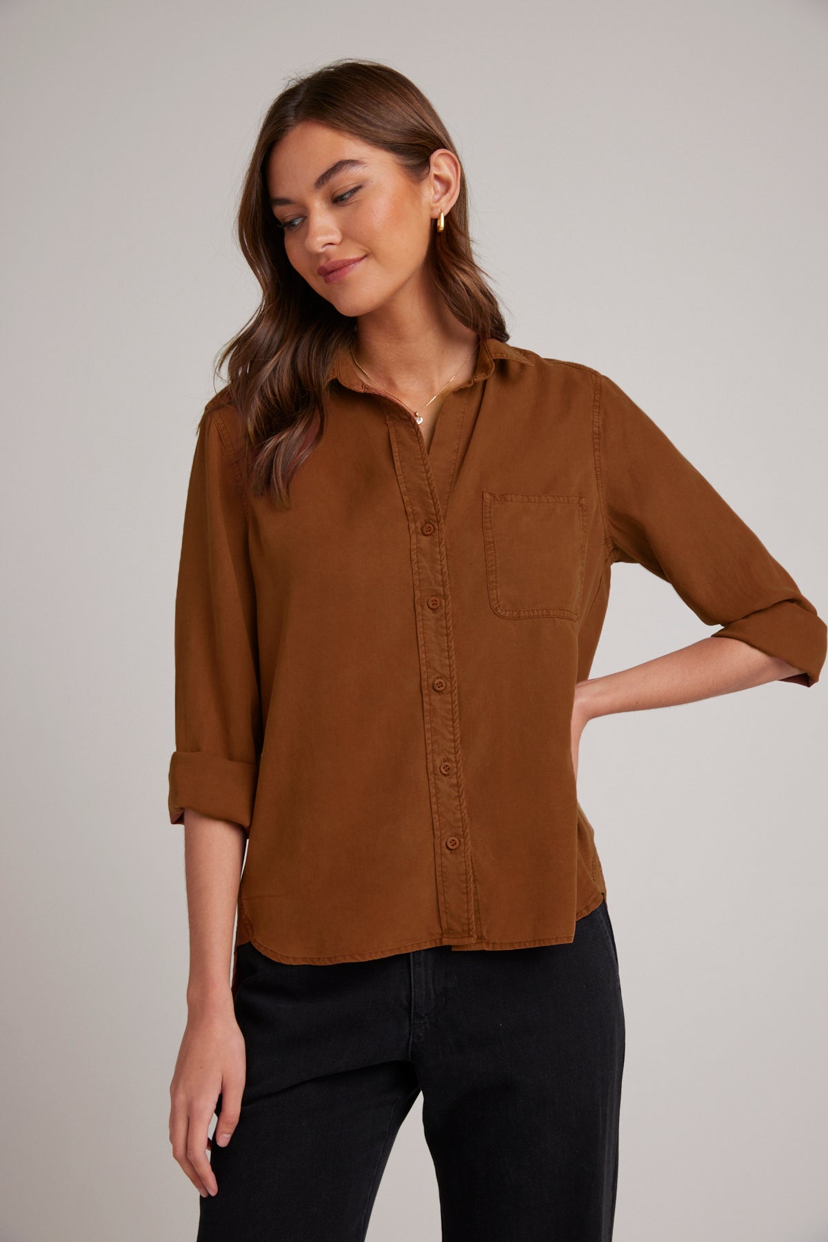 Bella DahlShirt Tail Button Down - Twilight GoldTops