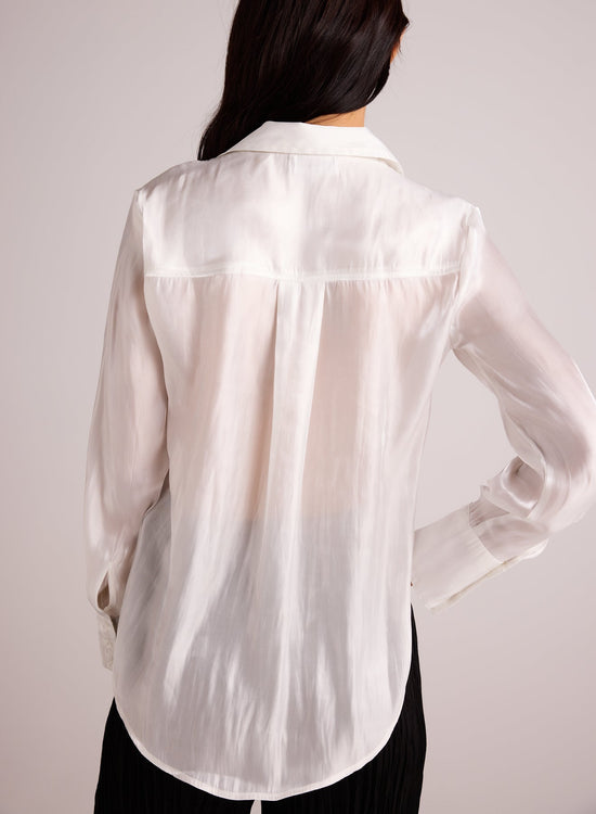 Bella DahlShirt Tail Button Down - White ShimmerTops