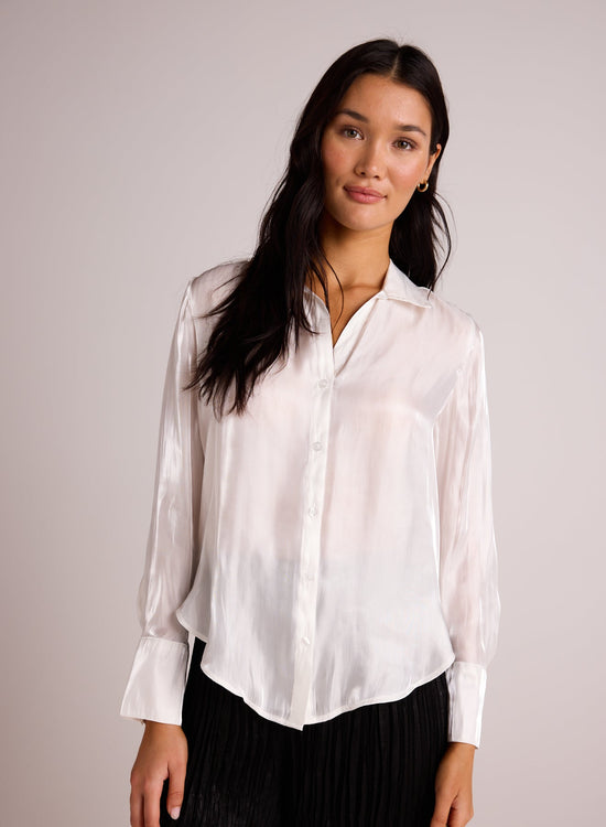 Bella DahlShirt Tail Button Down - White ShimmerTops