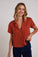 Bella DahlShort Sleeve Flowy Button Down - Amber RustTops