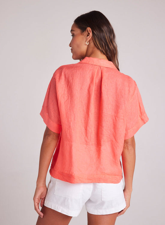 Bella DahlShort Sleeve Flowy Button Down - Hibiscus BloomTops