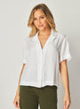 Bella DahlShort Sleeve Flowy Button Down - WhiteTops