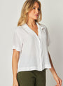 Bella DahlShort Sleeve Flowy Button Down - WhiteTops