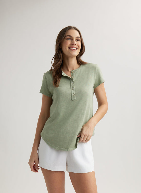 Bella DahlShort Sleeve Henley - Olive GroveTops