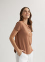 Bella DahlShort Sleeve Henley - Terracotta BrownTops