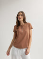 Bella DahlShort Sleeve Henley - Terracotta BrownTops