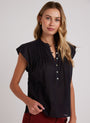 Bella DahlShort Sleeve Pintuck Pullover - BlackTops