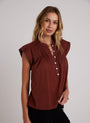 Bella DahlShort Sleeve Pintuck Pullover - Cherry MahoganyTops