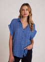 Bella DahlShort Sleeve Pocket Button Down - Bright IndigoTops