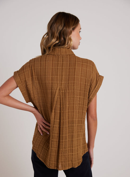 Bella DahlShort Sleeve Pocket Button Down - Topaz GoldTops