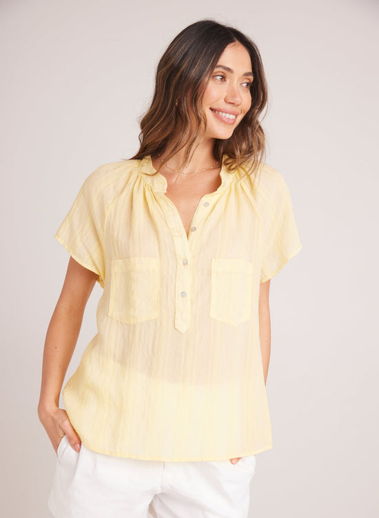 Bella DahlShort Sleeve Pocket Pullover - Citron YellowTops