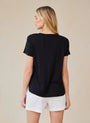 Bella DahlSide Slit V - Neck Tee - BlackTops