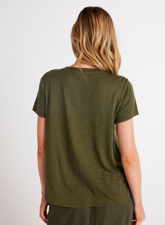 Bella DahlSide Slit V - Neck Tee - Italian HerbTops