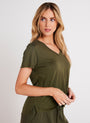 Bella DahlSide Slit V - Neck Tee - Italian HerbTops