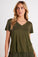 Bella DahlSide Slit V - Neck Tee - Italian HerbTops