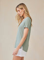 Bella DahlSide Slit V - Neck Tee - Olive GroveTops