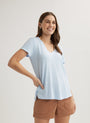 Bella DahlSide Slit V - Neck Tee - Perennial BlueTops