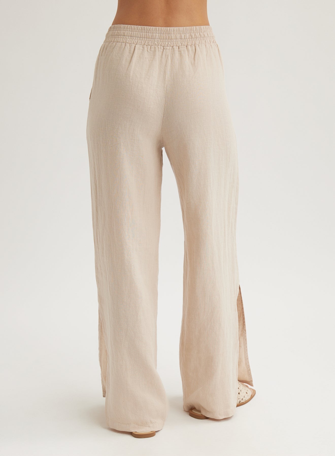 Bella Dahl Side Slit Wide Leg Pant - Linen SandBottoms