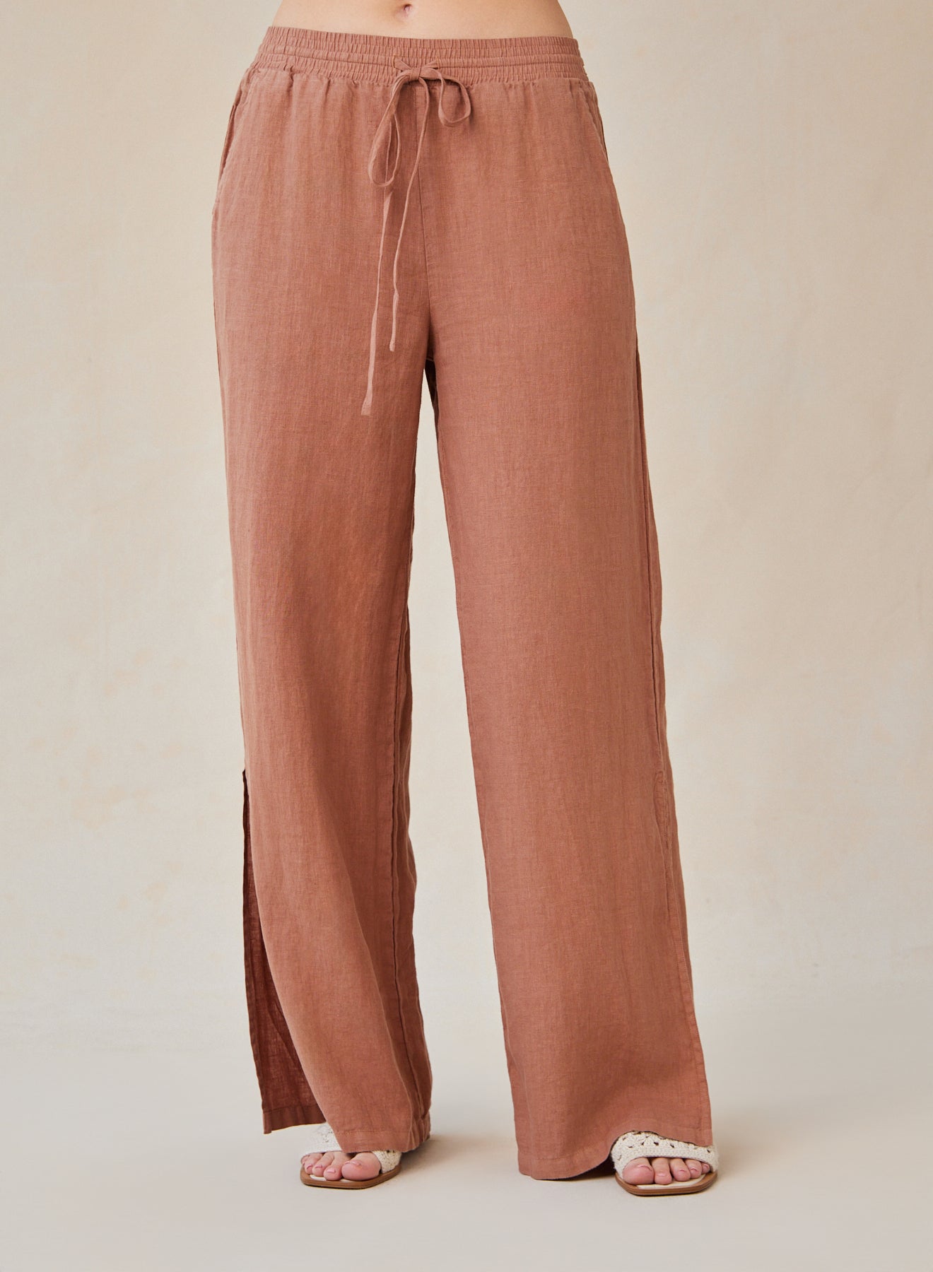 Bella DahlSide Slit Wide Leg Pant - Terracotta BrownBottoms