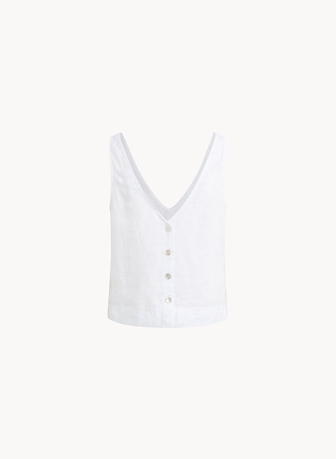 Bella DahlSleeveless Button Back V-Neck Top - WhiteTops