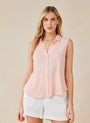 Bella DahlSleeveless Button Front Top - Peach FizzTops