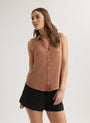 Bella DahlSleeveless Button Front Top - Terracotta BrownTops