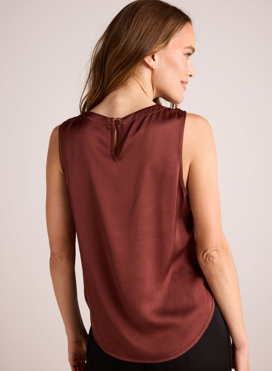 Bella DahlSleeveless Crew Neck Top - Brandy WineTops